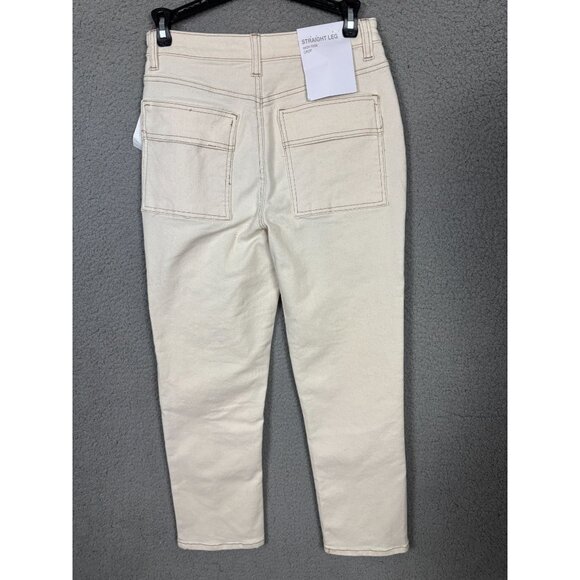 Indigo Rein Juniors' Women's Beige Baggy Denim Jeans Straight Leg Crop 7 NWT's - Picture 4 of 8
